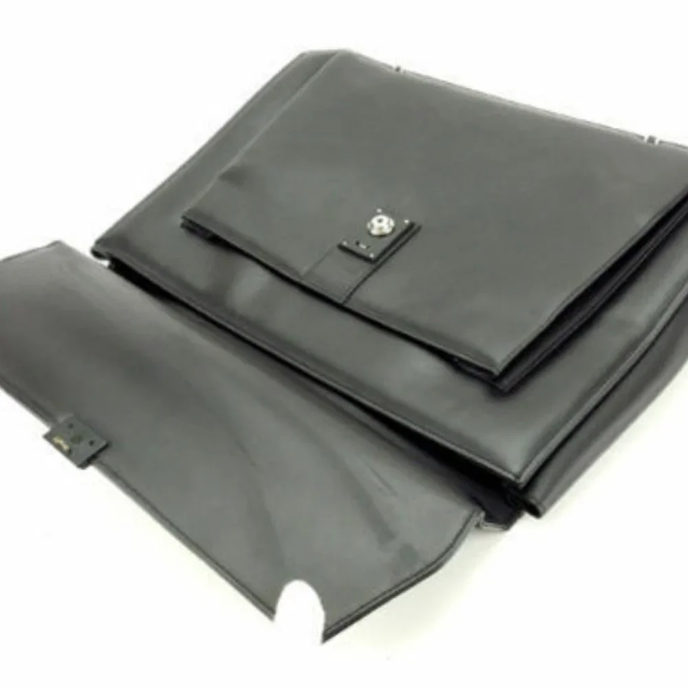 AUTH Gianni Versace Business bag Medusa Black Silver Mens